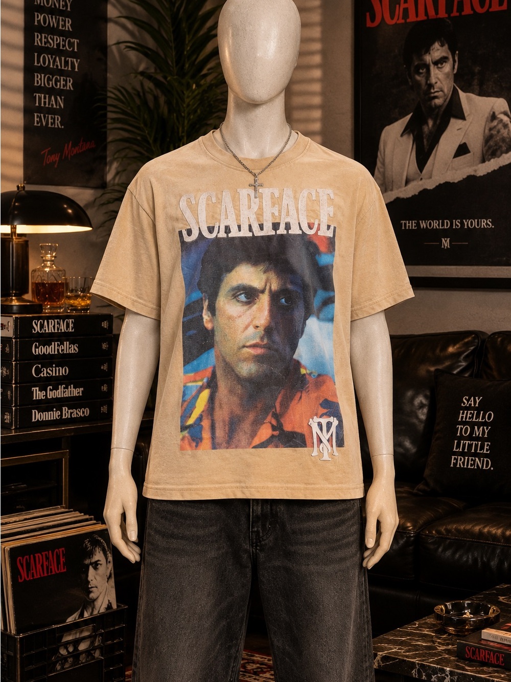 Reason Beige Scarface Graphic Short Sleeve Tee